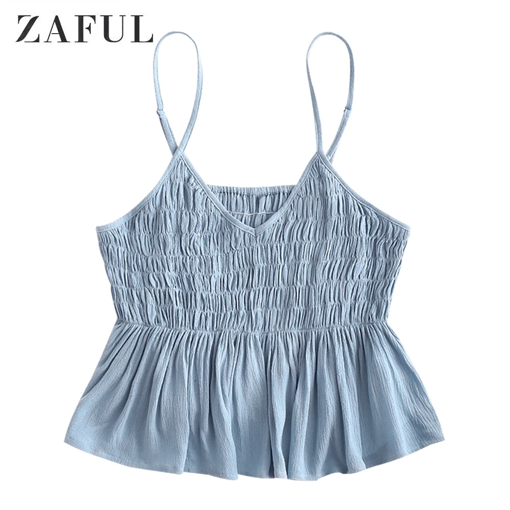 Женская укороченная рубашка на тонких бретелях ZAFUL однотонная уличная одежда
