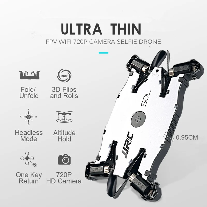 

Ultra Thin Selfie Drone With Camera 720p Folding Drones Mini Rc Drone Remote Control Toys For Kids Jjrc H49wh Dron Rc Helicopter