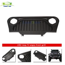 1pc j282 frente gladiador grade vader grill com inserções de malha em preto fosco para 1997-2006 para jeep wrangler tj