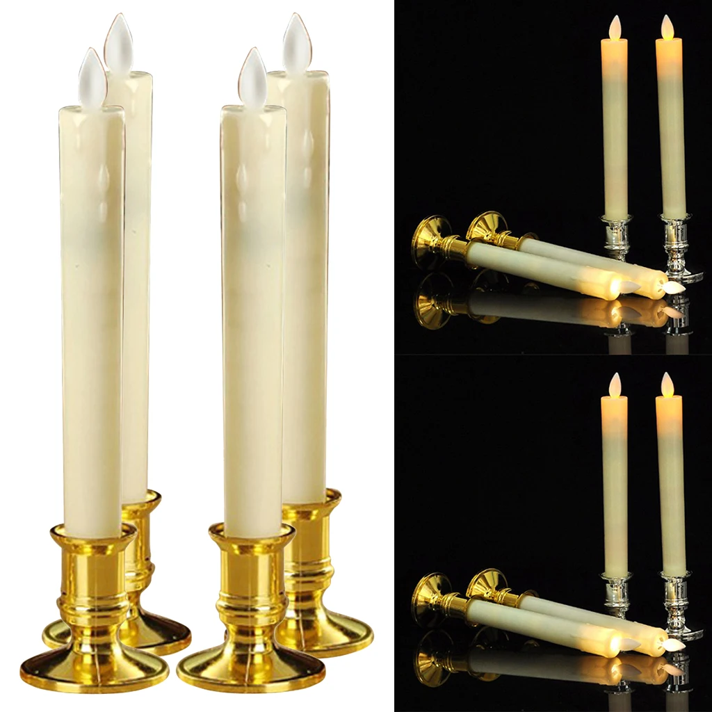 4x LED Candle Swinging Flame 25cm Pillar Candle Dinner Table Decor