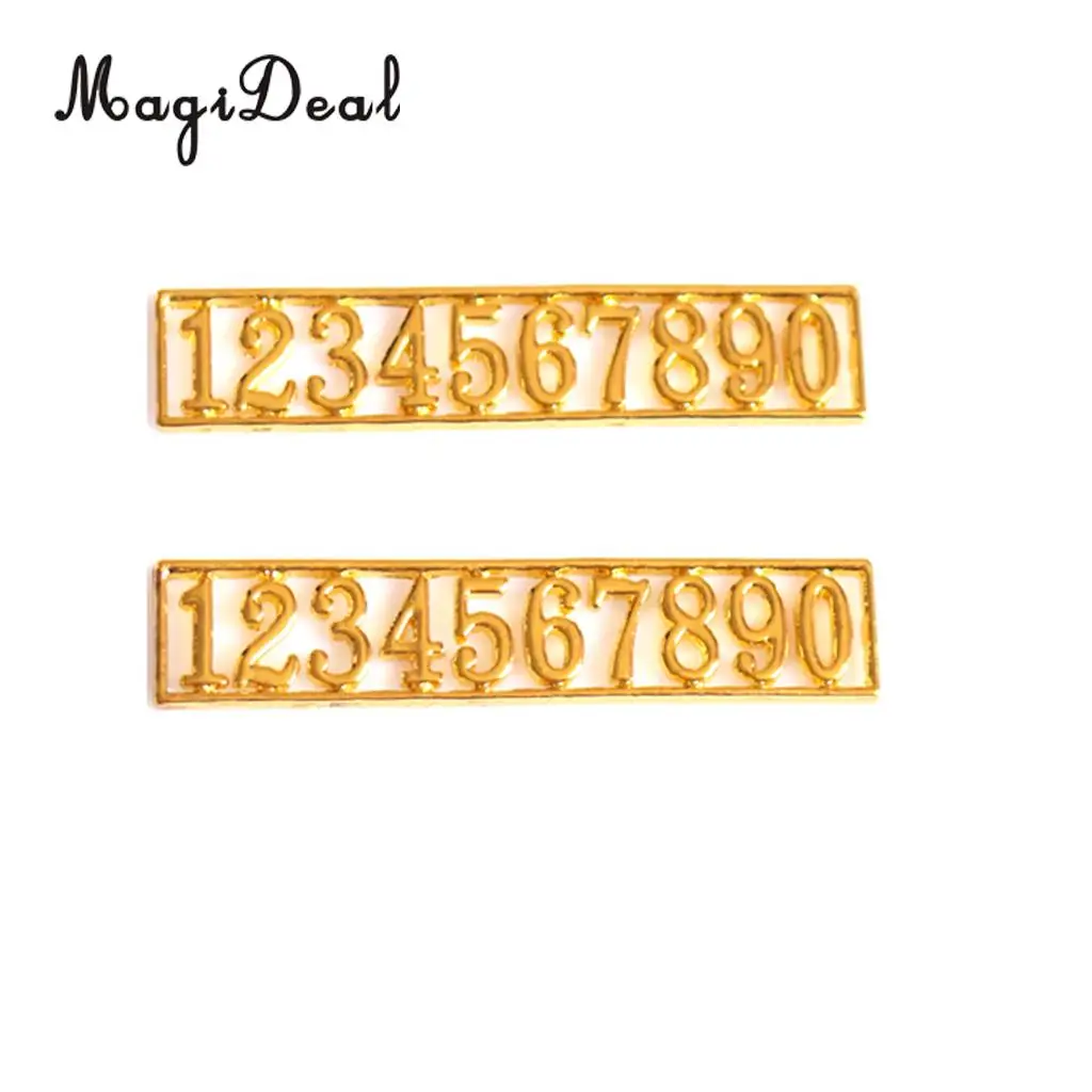 MagiDeal Vintage Design 1/12 Scale Golden Dolls House Miniature Set of Metal Numbers 0-9 Door for Office Bedroom Bar Pub Acce
