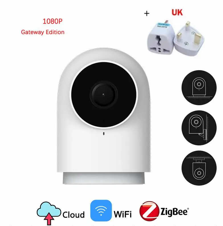 Xiaomi Aqara умная камера G2 1080P Gateway Edition Zigbee умная связь Wifi Беспроводная облачная домашняя безопасности - Цвет: add UK adapter