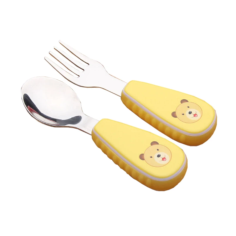 Creative cartoon children's Cutlery Set Dinnerware Stainless Steel Sets Baby Tableware Fork Cute Dining Appliance | Дом и сад