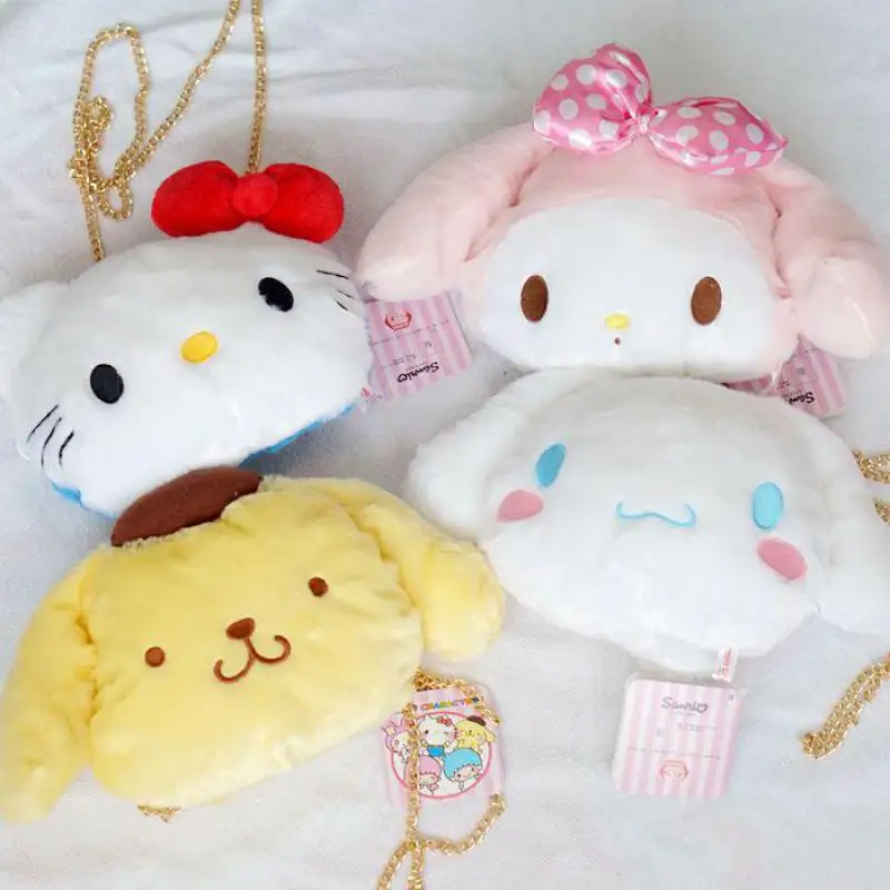 

Cute My Melody Hello Kitty Cinnamoroll Pudding Dog Plush Backpack Soft Stuffed Animals Doll Satchel Chain Shoulder Bags For Gift