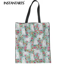INSTANTARTS Холщовая Сумка женская Bolsa для женщин Женская Повседневная Экологичная сумка-шоппер сумка 3D милая симпатичная собака самоированная сумка с принтом
