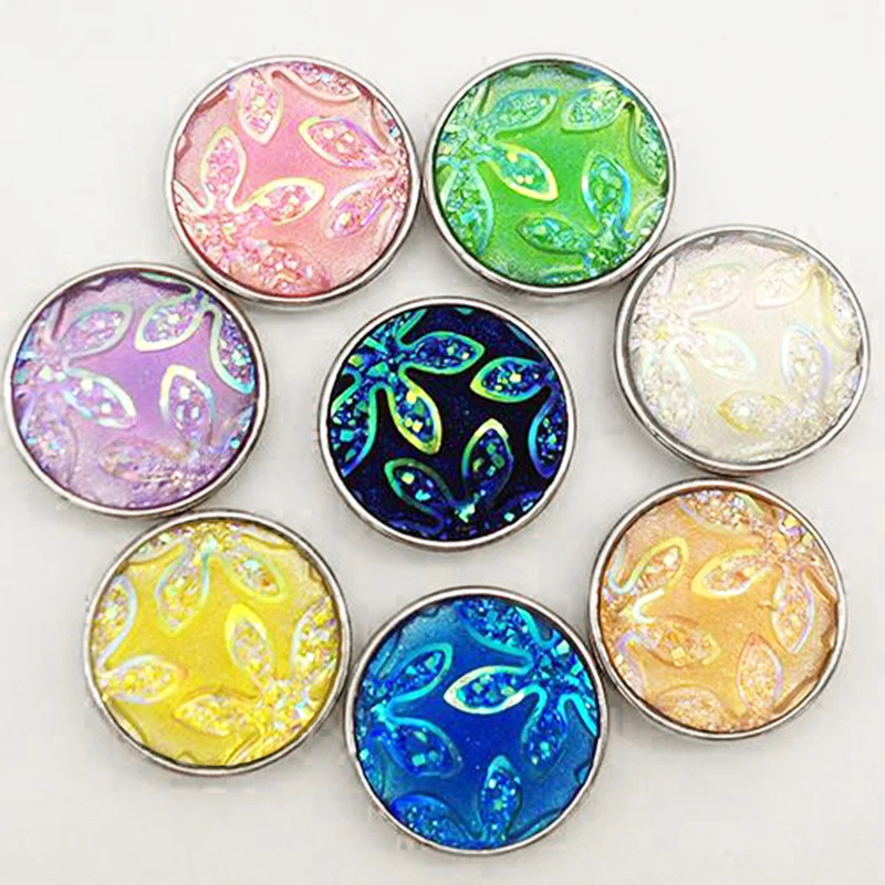 

SZ1002 Flower Cameo Multicolor Mixed Ginger resin Snap Buttons For Snaps Jewelry