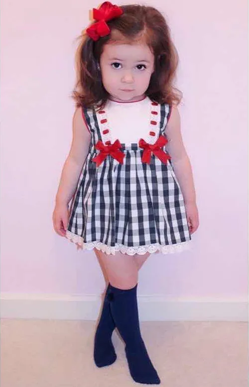 Cute Toddler Baby Girls Clothes Summer Sleeveless Plaid Ute Dress Lace ...