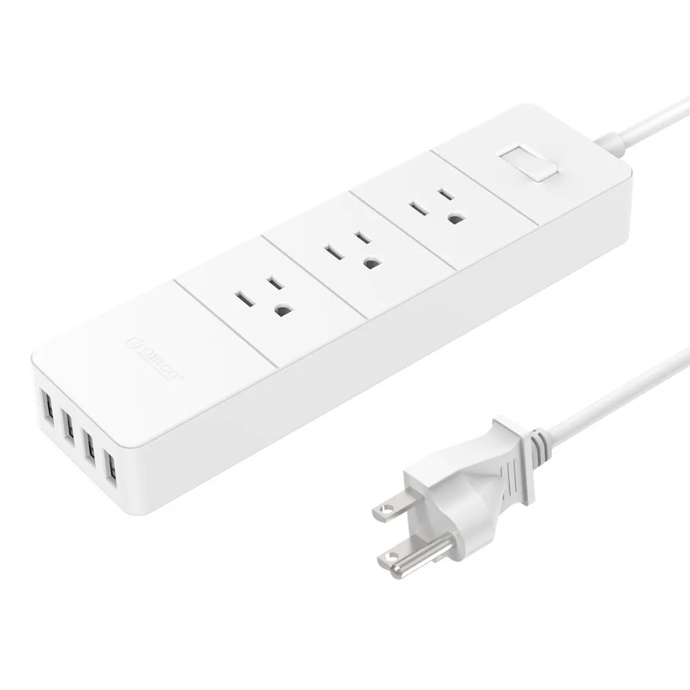 ORICO белый 3 розетки 4 usb порта розетка с защитой от короткого замыкания