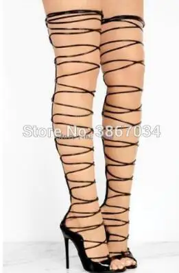 SHOOEGLE/летние сандалии-гладиаторы знаменитостей Botas для женщин на высоком каблуке сандалии на шнуровке пинетки с перекрестной шнуровкой Дамская обувь с открытым носком - Цвет: as pic