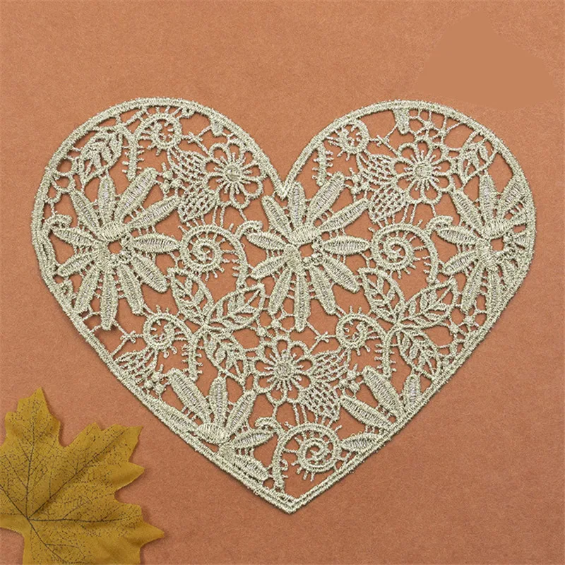

Embroidered Motif lace Sewing Lace Embroidered Motif Heart-shaped lace Loving Flower DIY clothing accessories wedding dress