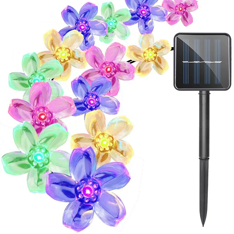 

7M 50LED Solar Flower Fairy String Light Waterproof Outdoor Copper Wire Christmas Garland For Garden Wedding Party Decoration