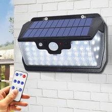 55 светодиодов солнечный светильник 800LM супер яркий открытый водонепроницаемый сад настенная лампа-бра с питанием от солнечной панели usb зарядка доступна с пультом дистанционного управления