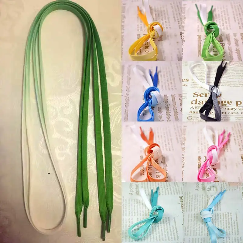 Hot Flat Color Gradient Changing Colors Shoe Laces Party Camping Boots Shoelace Strings Growing sport shoelaces drop shipping