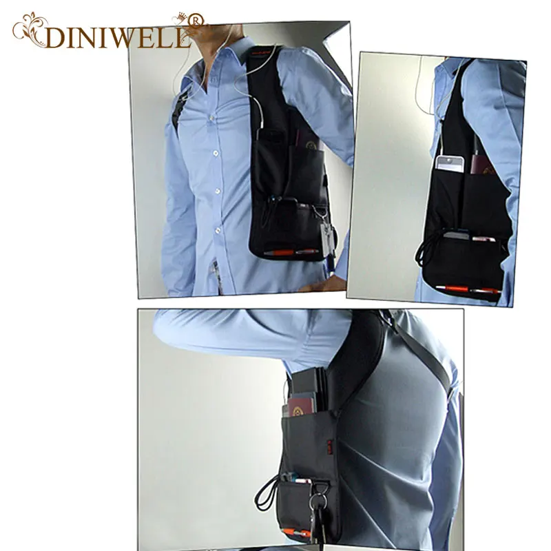 DINIWELL Travel Anti-Theft Safety Hidden Underarm Holster Shoulder Bag Sport Storage Bag For Passport Coin Key Pen Phone Pad