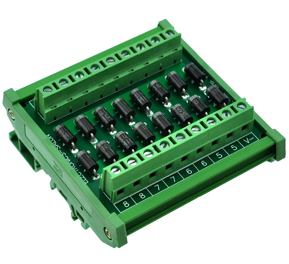 

Electronics-Salon DIN Rail Mount Clamp Diode Array Module Board, 16 1N5408 3A 1000V.