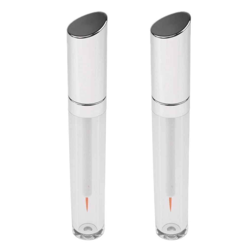 2pcs 5ml Silver Cap Acrylic Empty Eyelashes Tube Eyeliner Vials Bottle for Eyelash/Eyebrow Growth Serum Castor Oil