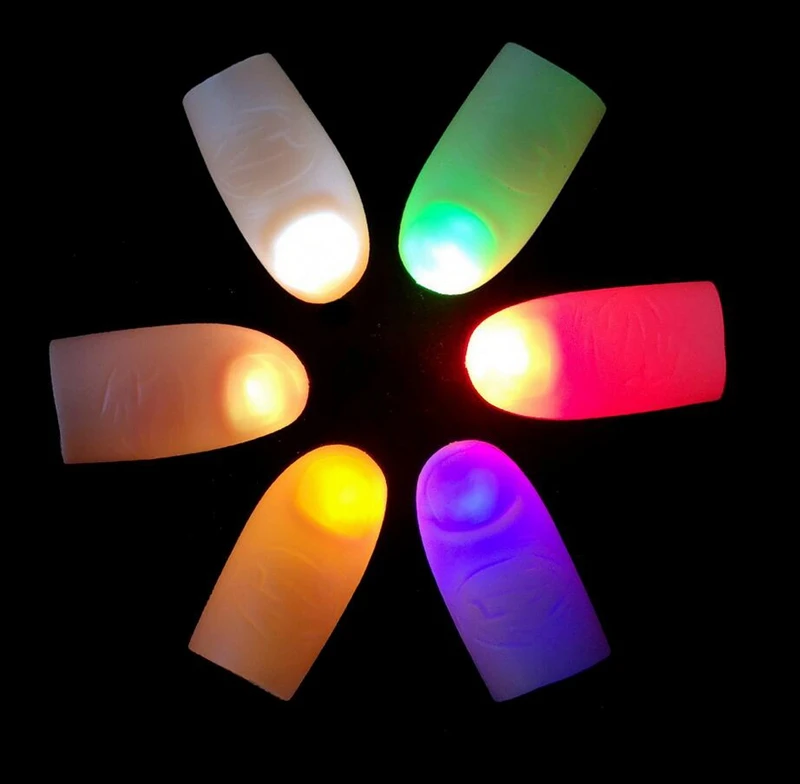 2PCS Magic Thumb Light Up Toys Kids Magic Finger Light Trick Props Flashing Hand Fingers Glow Toys Children Luminous Tricks Toy