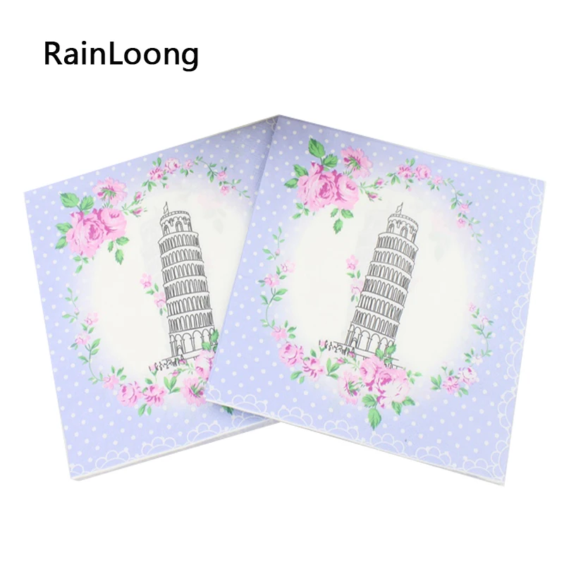 

[RainLoong] 33cm*33cm Leaning Tower of Pisa Torre pendente di Pisa Paper Napkins Decoupage 2 layers 1pack/lot