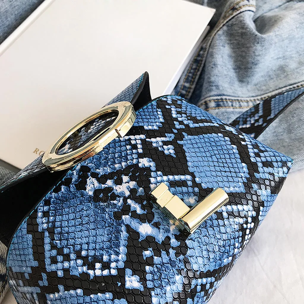 Женская мода Открытый Hasp Универсальный Змеиный узор Тип сумка мессенджер грудь талия телефон сумка отличный подарок Горячая Apr 16