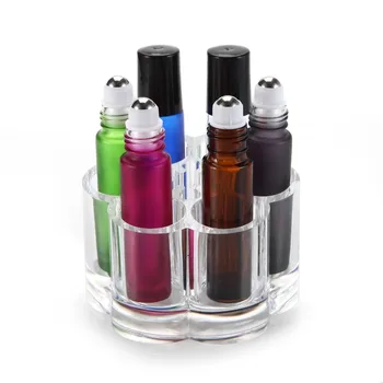 

100pcs Refillable Thick 10ml 1/3oz Colorful ROLL ON GLASS BOTTLE ESSENTIAL OIL perfume roller ball Crystal HOLDER DHL Free Ship