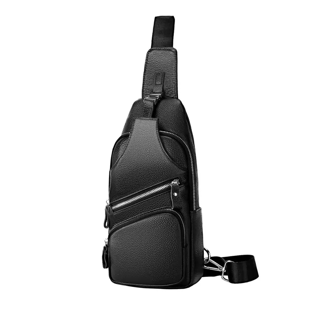 

Classic Men's genuine leather chest bag male shoulder bag boy's crossbody bag iPad mini handbag casual tote travel bag