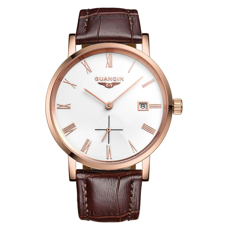 

GUANQIN GJ16028 watches men luxury brand Men Sport Casual Leather Automatic Mechanical Watch Business Casual relogio masculino
