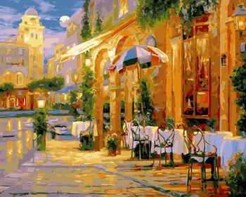 

Frameless oil painting by numbers paint by number for home decor oil picture painting 5065 street in night