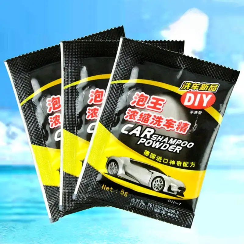 

5Pcs Powder Car Wash Shampoo Universal Cleaning Car Shampoo Multifunctional Cleaning Tools