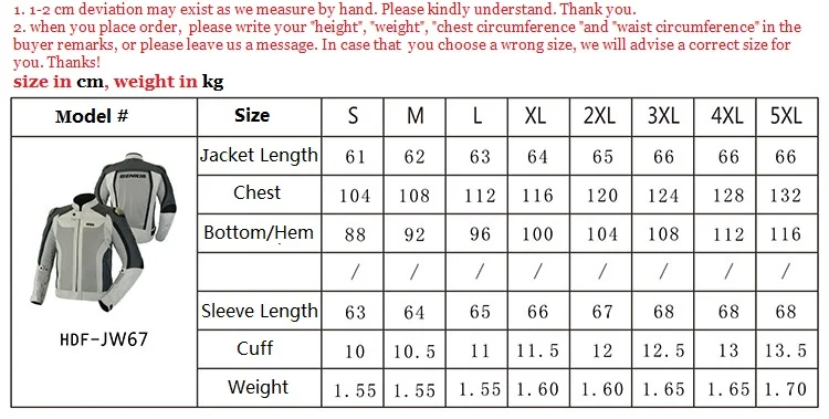 Info 4 Size Chart
