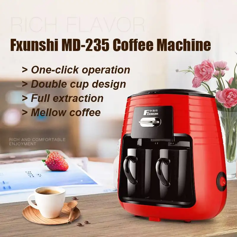 

450W 0.25L Coffee Machine Tea Filter Machine Set With 2 Ceramic Cups America Style Automatic Home Office Electric Coffee Maker