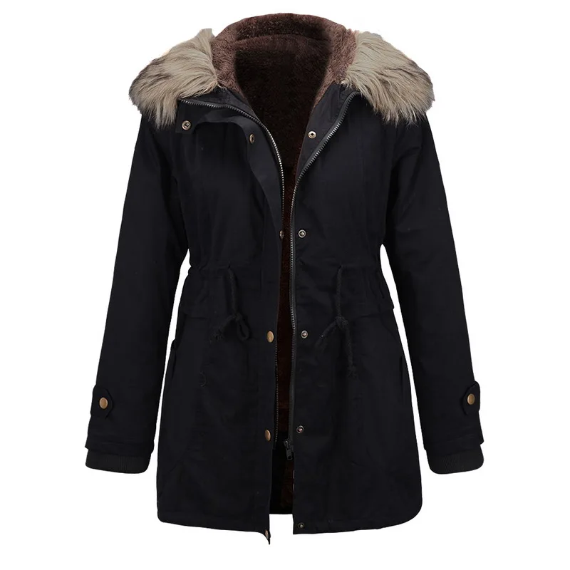 Зимняя винтажная Женская куртка, модная однотонная женская длинная теплая куртка с капюшоном, Повседневная ветровка с карманами, туника, парка, jaqueta feminina