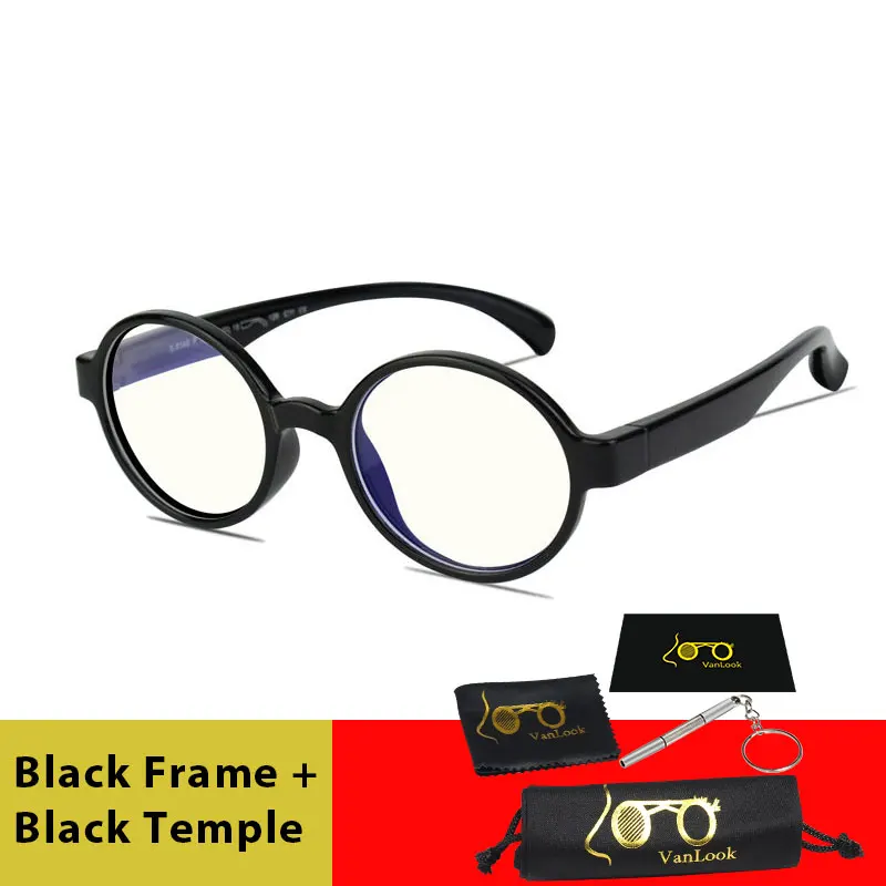 Vanlook Anti Blue Ray Light Blocking Round Kids Screen Glasses for Computer Gamer Kid Boy Girl Child Lunette de Protection Ecran - Frame Color: BlackBlack