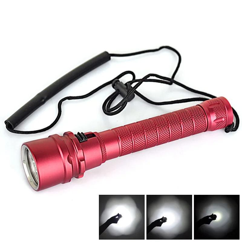 

3000LM Torch XML-L2 LED Waterproof Diving Flashlight LED Diving Torch Hard Light Underwater Lamp Light Use 18650 Rechargeable