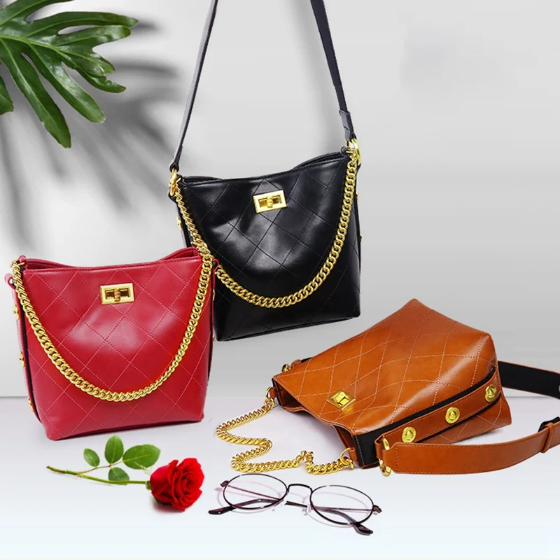 

FGGS-Women'S Shoulder Bag Large Chain Handbag Pu Leather Ladies Handbag Shopping Bag