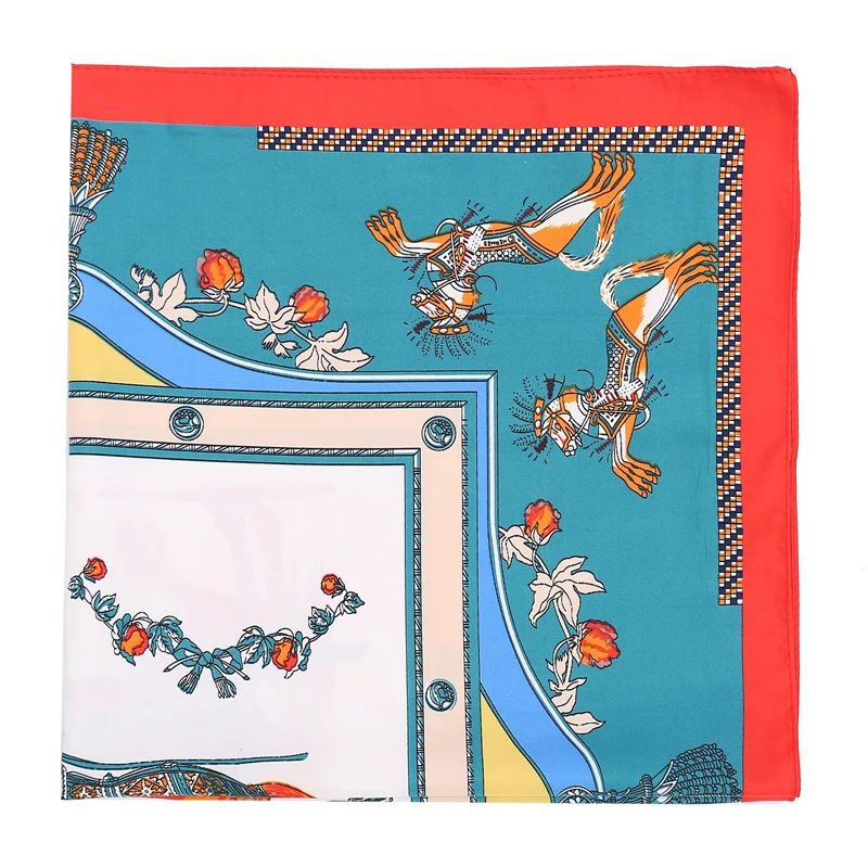 POBING 70cm*70cm Single Horse Print Square Scarves Hijab Luxury Brand Women 100% Twill Silk Scarf 2017 OL Lady Headband Foulard 3