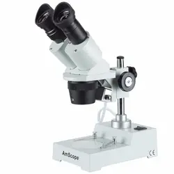 Резкого вперед стерео микроскоп-AmScope поставки резкого вперед стерео микроскоп 20X-40X Артикул: SE304R-P