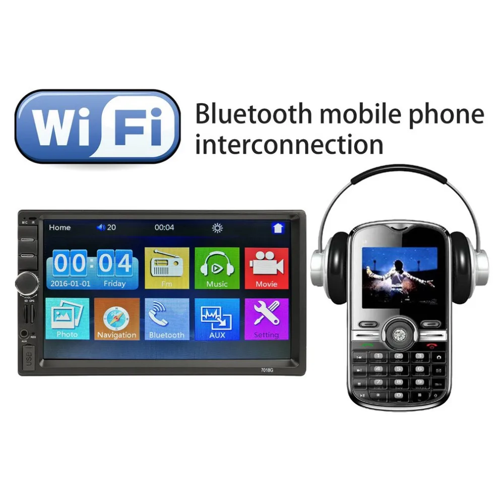 

with camera and map card Din Car FM Radio Multimedia Player GPS Navigation 7" HD Touch Screen Bluetooth MP5 Audio Stereo Player