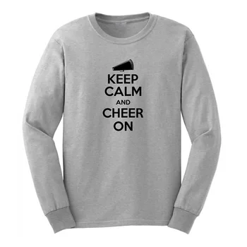 

Loo Show Mens Keep Calm and Cheer On Long Sleeve Adult T-Shirts Casual Men Tee