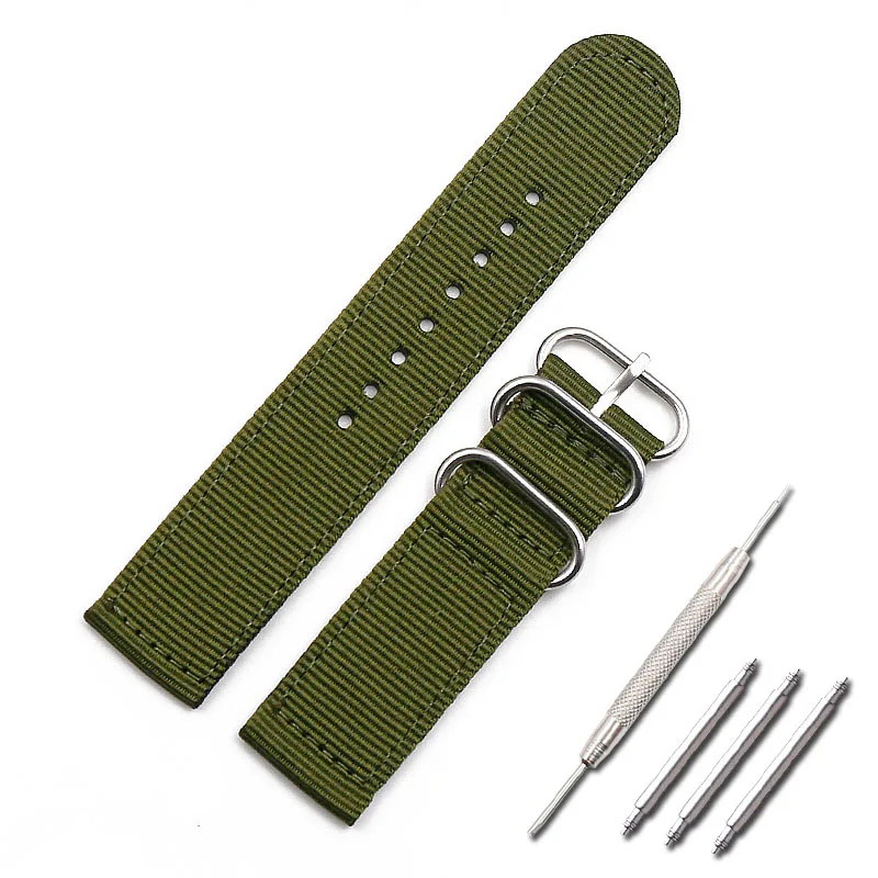 7 цветов НАТО нейлон ремень, булавка, Пряжка часы аксессуары 18mm20mm22mm24mm для мужчин ремешок для наручных часов Спорт на открытом воздухе водостойкий ремешок для женщин - Цвет ремешка: Army Green