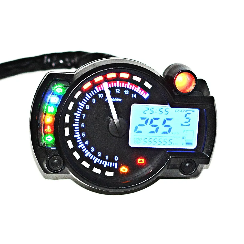 Blue LCD Digital Backlight Motorcycle Speedometer Tachometer Odometer MotorBike Instrument ATV Scooter Dirt bike 9- ...