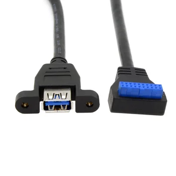 

CY 90 Degree USB 3.0 Single Port A Female Screw Mount Type to Up Angled Motherboard 20pin Header Cable