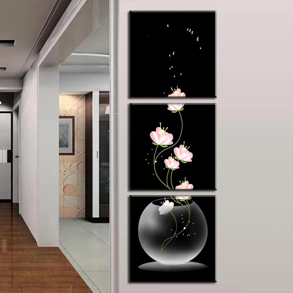 Vertical Wall Decor Plate Design Ideas Vertical Wall Decor 3 Piecesset Modern Printed Canvas Paintings Flowers Porch