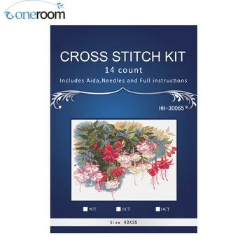 

45X37CM, 14CT, Top Quality Beautiful Hot Sell Counted Cross Stitch Kit Fuchsia Flower Flowers riolis 1398
