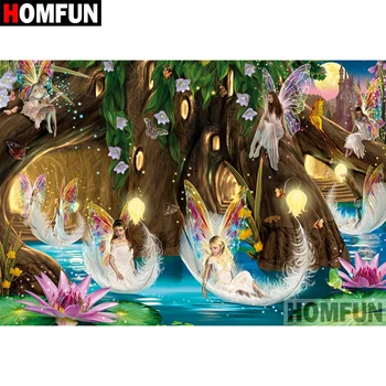 

HOMFUN Full Square/Round Drill 5D DIY Diamond Painting "butterfly fairy" Embroidery Cross Stitch 5D Home Decor Gift A08742