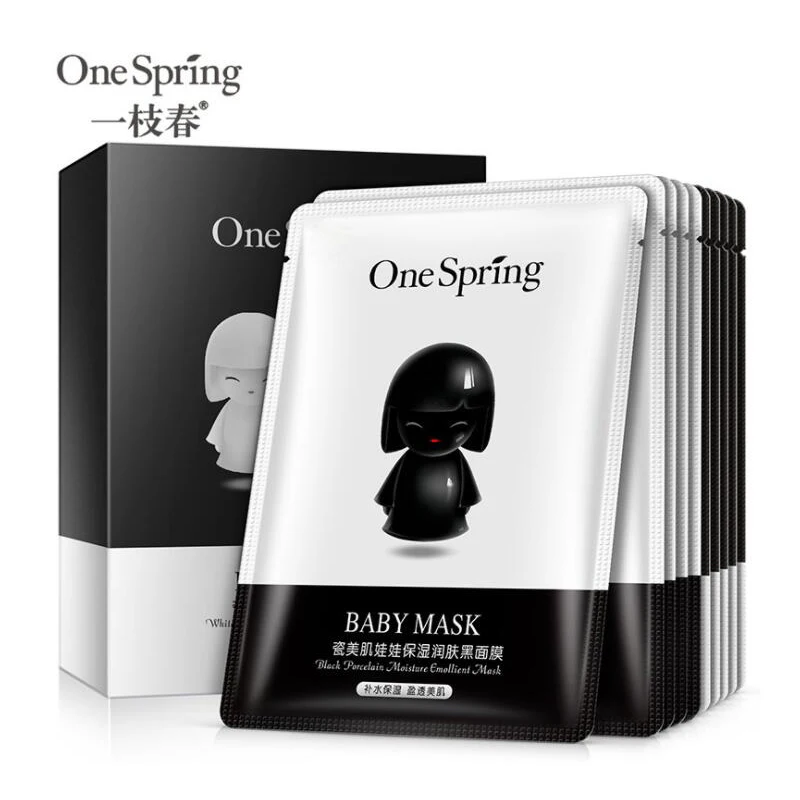 Детская маска для лица OneSpring белая и черная фарфоровая комбинация питательная