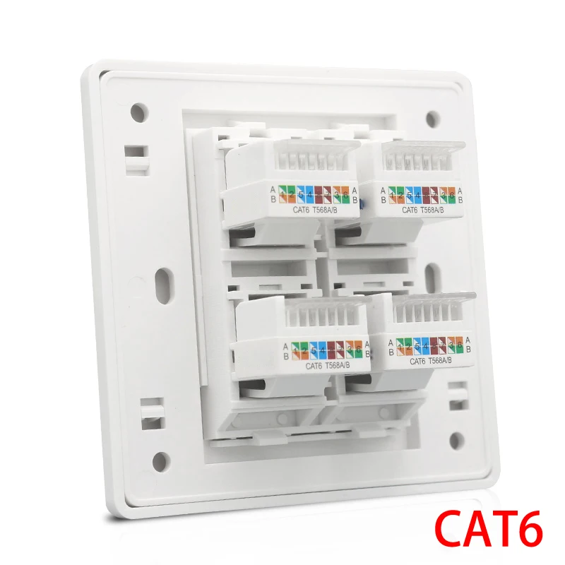 Крышка для сетевой розетки Cat 6 типов 4 порта RJ45 86x86 мм|internet outlet|wall outletinternet wall outlet |