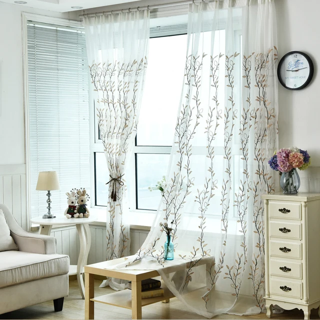 Grün Weidenblatt Gardinen Vorhang Für Wohnzimmer Fenster Wohnkultur ... Grün Weidenblatt Gardinen Vorhang Für Wohnzimmer Fenster Wohnkultur ...
