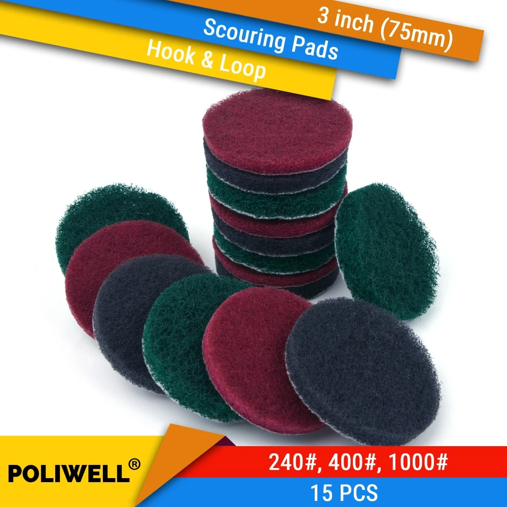Scrub Pad 15pcs 3 Inch 75mm Flocking Industrial Scouring Pads Heavy