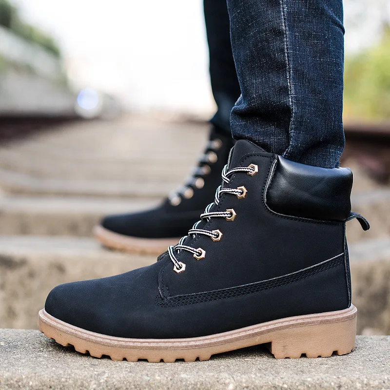Plat jaune Noir Garder Talon De Hot New Mode Marque Chaussures Homme Hiver Cheville Au marron Bottes Hommes Chaud FTTXAZx