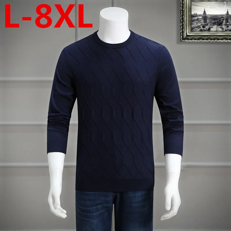 Большие размеры 8XL 7XL 6XL 5XL Для Мужчин Новая Осень Досуг шею шерстяной пуловер Цвет соответствия свитер 9XL 6xl 5xl 4xl большие размеры большой